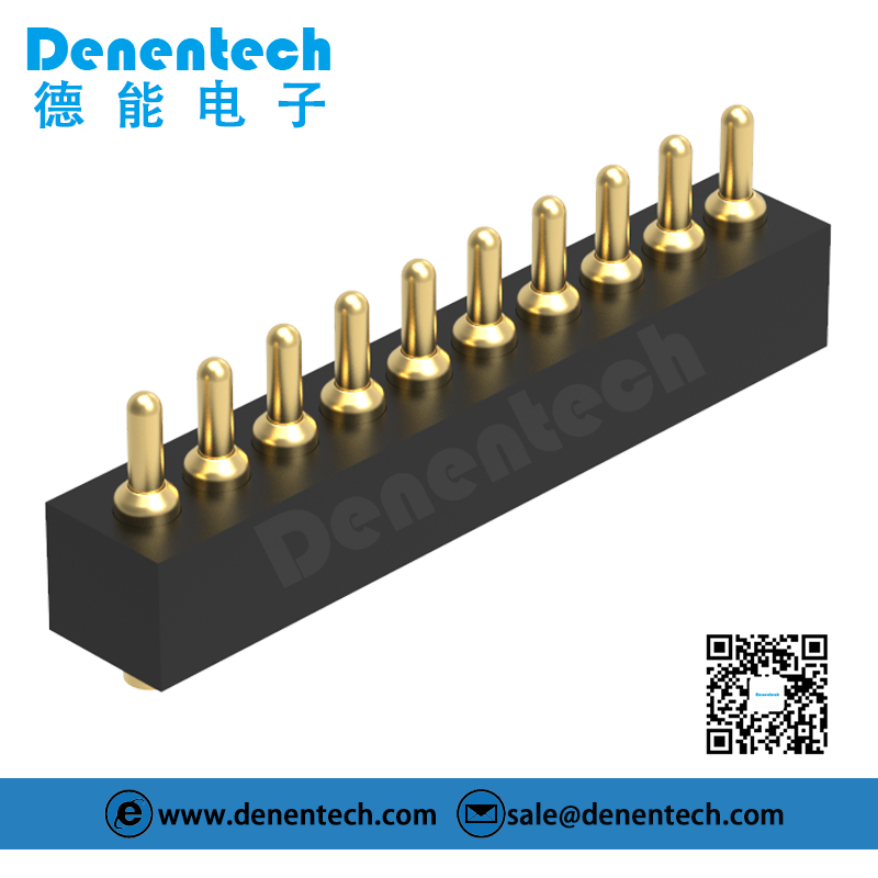 Denentech high quality 1.27MM pogo pin H2.0MM single row male straight SMT pogo pin housing